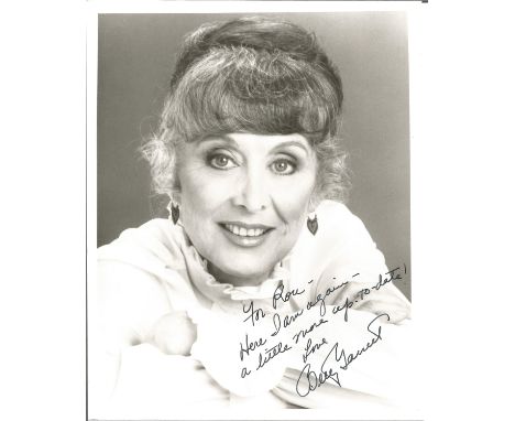 Betty Garrett signed 10 x 8 b/w portrait photo to Ron. Good Condition. All autographs come with a Certificate of Authenticity