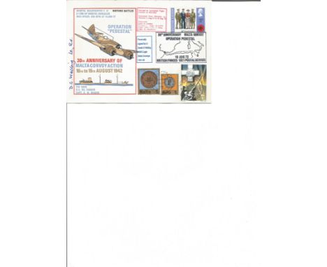 FDC Celebrating the Malta Convoy Action's 30th Anniversary. Full set of stamps. Postal Mark August 15th, 1972. Also signed by