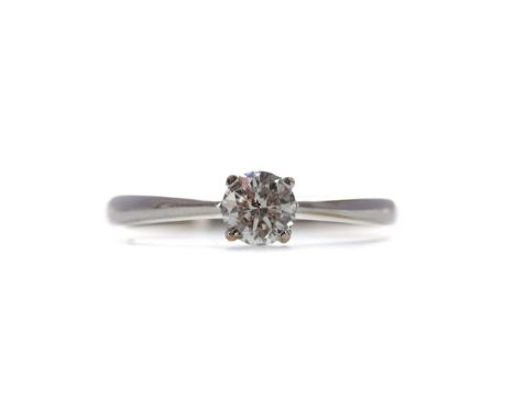 DIAMOND SOLITAIRE RING, the round brilliant cut diamond of approximately 0.50 carats, in eighteen carat white gold, size R 1/