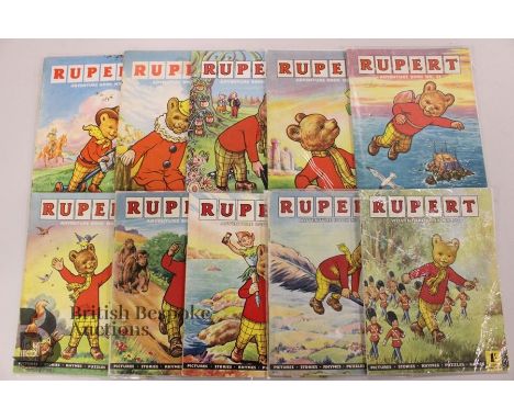 Rupert Adventure Series 41 to 50 by AE Bestall for The Daily Express. Very good, clean condition (41 has tear to rear cover, 