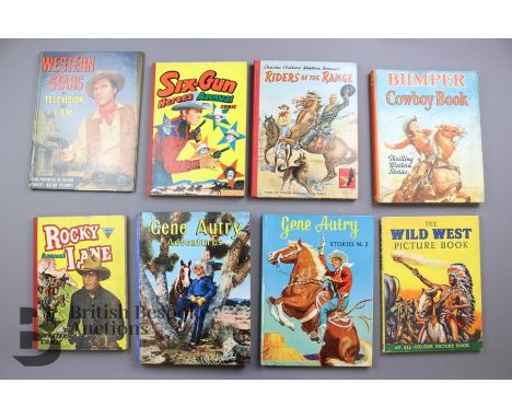 Approx. 56 vintage Cowboy Books and Annuals including Gene Antry, Roy Rogers, Western Film Annuals, Riders of the Range, Hopa