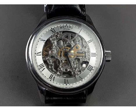 GENTLEMAN'S ROTARY AUTOMATIC WRISTWATCH,with skeleton movement, dolphin standard model, dial diameter excluding winding crown