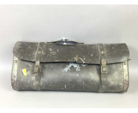 LEATHER TOOL BAG, along with various tools, marbles and cameras