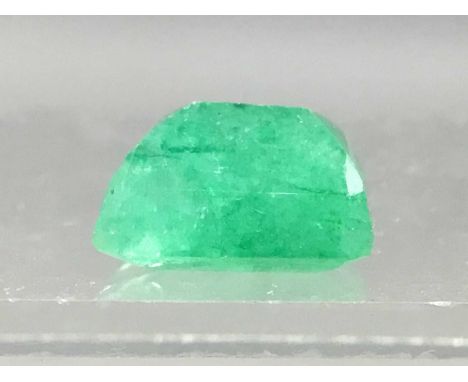 **CERTIFICATED TREATED UNMOUNTED EMERALD,10.41 carat, octagonal step cut