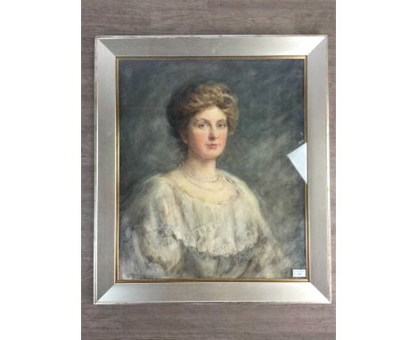 HENRY WRIGHT KERR RSA RSW (SCOTTISH 1857 - 1936),PORTRAIT OF A SOCIETY LADY,watercolour on paper,image size 67cm x 57cm, over