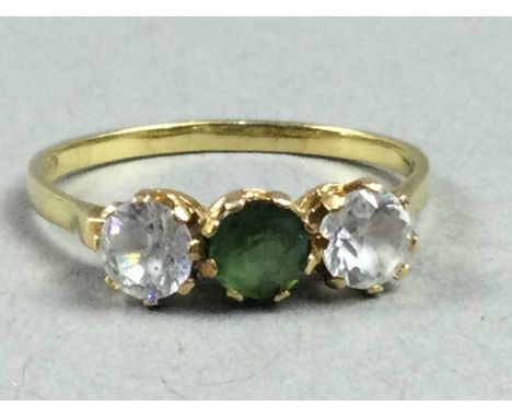 GREEN AND WHITE GEM SET RING