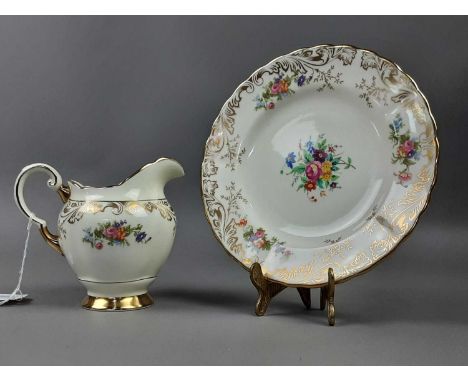 PLANT TUSCAN PART TEA SERVICE,with floral and gilt decoration, twelve place setting with two sandwich plates, cream and sugar