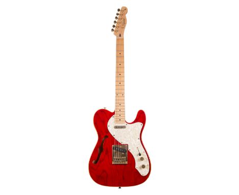 2009 Squier by Fender Pro Tone Series Thinline Telecaster electric guitar, made in Korea, ser. no. K09xxxx96; Finish: translu