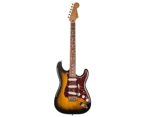 2008 Fender Deluxe Players Stratocaster electric guitar with upgraded body, made in Mexico, ser. no. MZ8xxxx2; Finish: sunbur