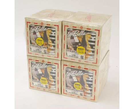 Forty-eight packets of new La Bella 800L black nylon tape light gauge 12-56 electric guitar strings