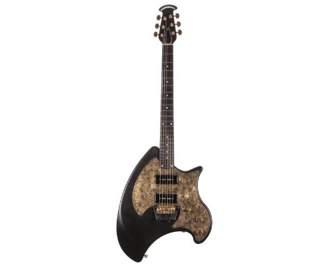 1970s Ovation Breadwinner electric guitar, made in USA, ser. no. E5xx9; Finish: black; Fretboard: ebony; Frets: good; Electri