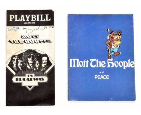 Mott the Hoople - playbill for Mott the Hoople at The Uris Theatre, Broadway New York, personally signed 'Love to Gill, from 