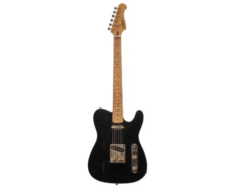 Enigma Telecaster style electric guitar; Finish: black, various surface scratches and other minor imperfections; Fretboard: m