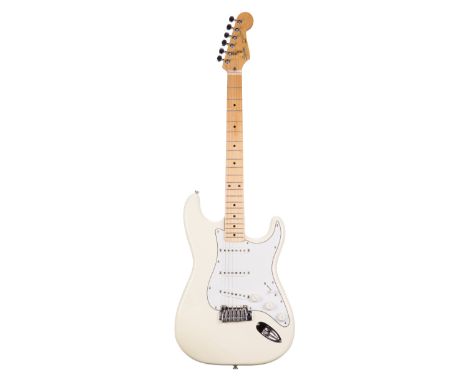 1980s Squier by Fender Silver Series Stratocaster electric guitar, made in Japan, ser. no. E6xxx92; Finish: Olympic white, va