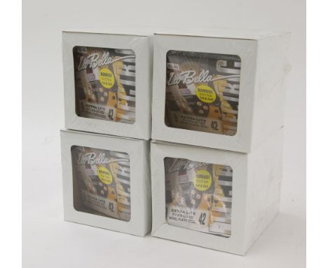 Forty-eight packets of new La Bella EL-XL extra light gauge 9-42 nickel plated steel electric guitar strings