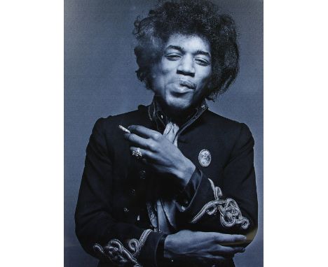 Jimi Hendrix - high quality test pressing 'white on black' of the 1967 Gered Mankowitz photograph of Jimi Hendrix taken in Ma