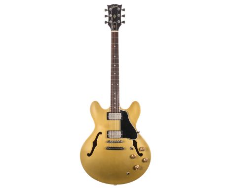 1980 Gibson ES335 Pro semi hollow body electric guitar, made in USA, ser. no. 8xxx0xx7; Finish: light relic gold top finish o