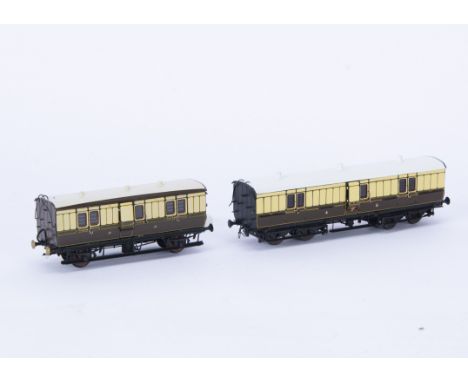 Lawrence Scale Models kitbuilt 00 Gauge 4mm GWR bogie Passenger Full Brake 1020 and 4-wheel Passenger Luggage Van,  both with