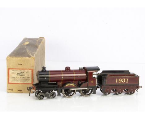 A boxed Bassett-Lowke 0 Gauge clockwork LMS 1931 'Duke of York' Locomotive and Tender, in lithographed LMS deep crimson liver