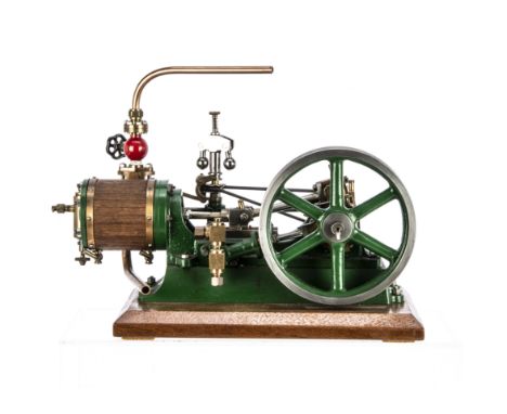 A Stuart Turner No 9 Single-cylinder Horizontal Engine, with 1½" x 1½" cylinder and 5" diameter flywheel with 5 grooves to ri