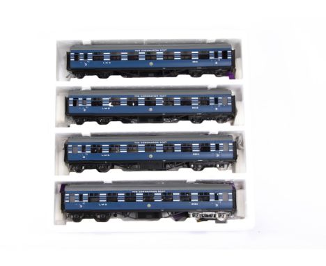 MTH Finescale 0 Gauge LMS Coronation Scot Coaching Stock Set,  All 3rd - 8961, 9003, 8993 and 8950, in original set box, VG 