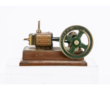 A Twin-cylinder horizontal engine by Cash &amp; Co Ltd, the two single-acting cylinders approx 1" x 1" in a common block with