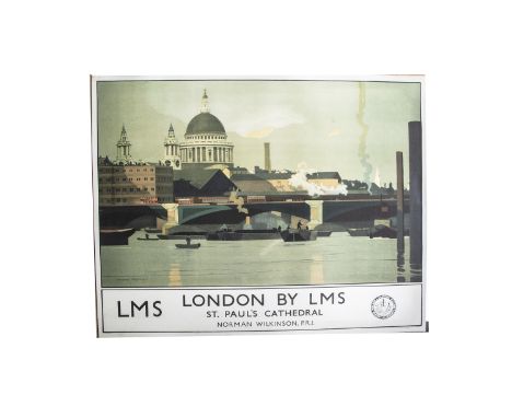 Print on Canvas 'London by LMS', NRM Collection, London By LMS, St Pauls Cathedral, by Norman Wilkinson, 120cm wide by 100cm 