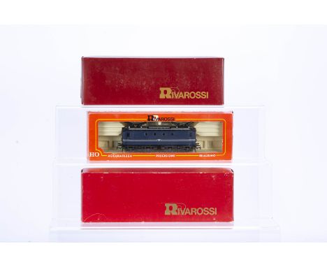 Rivarossi H0 Gauge FS and Netherlands Electric Locomotives, 1466 FS grey/blue metal body LE633 092, 1474 light blue/dark blue
