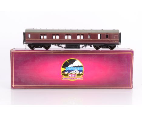 A boxed 0 Gauge BR(LMR) ex-LMS Corridor Brake/1st class Coach by MTH, in LMR lined crimson as No.M5057M, E, appears never run
