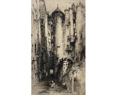 Hedley Fitton (British 1859-1929), Advocates Close, Edinburgh, etching with drypoint, signed botton right