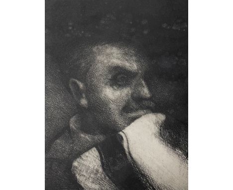 Bill Jacklin (b.1943), Man With A Bib, signed and numbered 10/50, aquatint and etching, 30 x 22.5cms