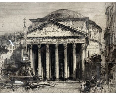 Hedley Fitton (British 1859-1929), The Pantheon, Rome, etching with drypoint, signed lower right, framed