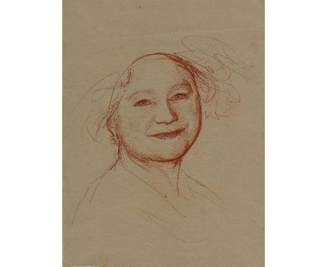 ▴ John Sergeant (1937-2010) Queen Elizabeth The Queen Motherred chalk on buff paper35.5 x 27cmA study for the portrait of Que