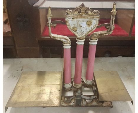 AVERY Counter Scales, with pink porcelain columns, 18”h (for restoration)