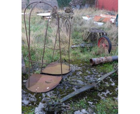 Rare Market Scales – the supporting bar stamped Catchell &amp; Sons, Dublin 1855, to support a pair of bag scales, also a cen