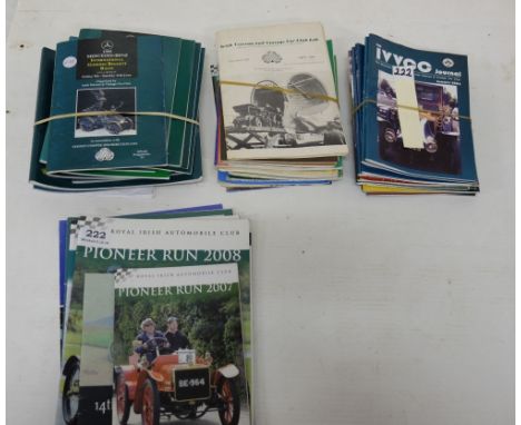 Bundle of Gordon Bennett Rally official programmes 1990s and 2000s, bundle of Irish Veteran and Vintage Car Club programmes 1