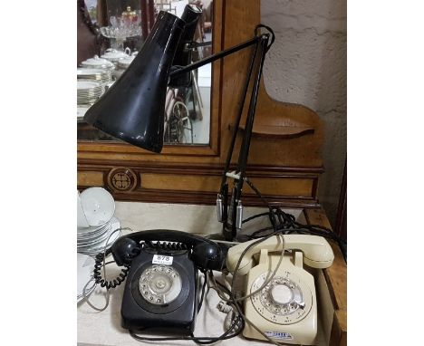 2 vintage dial-up telephones &amp; a telescopic table light (3)