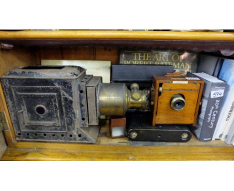 Vintage box camera stamped VE Smith 8 Dolier St, Dublin, 1892 Instantograph Patent plate camera stamped J Lancaster &amp; Son