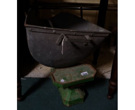 Old flour weighing scales with pan and a small scales with weights