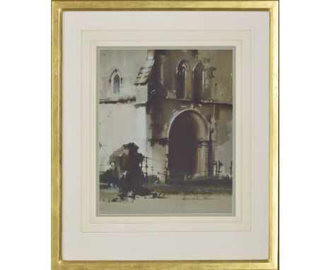 Claude Henry Buckle RI., RSMA., (1905-1973) - Architectural subject, study of a cathedral or abbey doorway, signed, watercolo