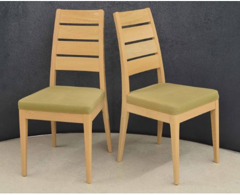 Pair of Ercol 2643 Romana light oak dining chairs, 18" wide, the seat 19" high, the back 38" high (2) - ** purchased new 2017