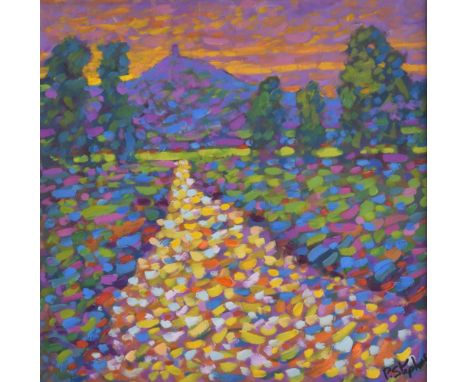 Paul Stephens (20th/21st century) - "Glastonbury Tor", signed also inscribed verso, oil on board, 12" x 12" - ** The artist h