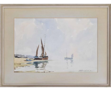 Edward Wesson RI., RSMA., (1910-1983) - Boat in an early morning light, signed, watercolour, 12.5" x 19" 