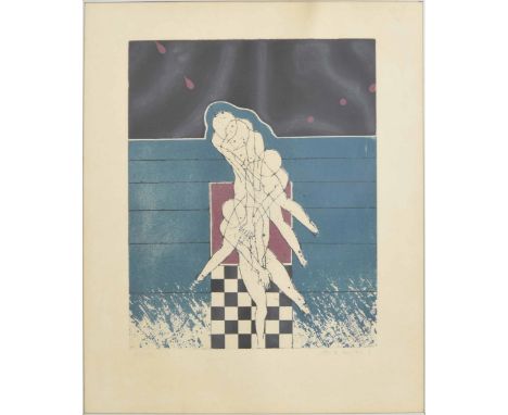 **Araki (20th Century) -&nbsp;abstract figural subject, limited edition print, signed in pencil and numbered 75/15019.5" x 23