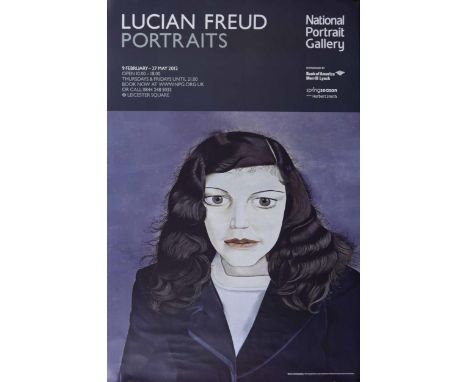 Lucian Freud Portraits,&nbsp;featuring 'Girl in a Dark Jacket' -&nbsp;English advertisement poster for the exhibition at The&