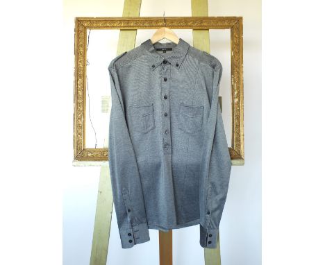A Gucci shirt, grey and white stretch fabric, epaulette detail, size size XL