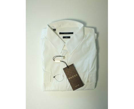 A Gucci shirt, white, epaulette detail to shoulder, still with tags, 16.5'' collar