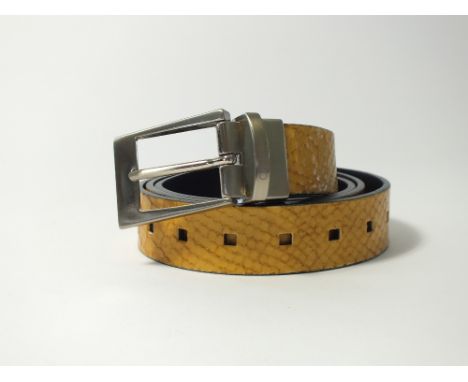 An Oliver Sweeney light tan snakeskin effect belt with silver buckle