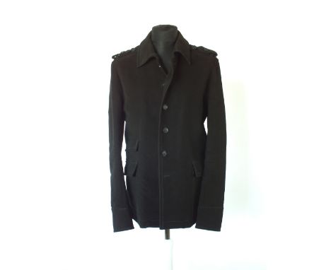 A Gucci coat, black moleskin, patch pockets, contrast lining, Italian size 52, 100% cotton