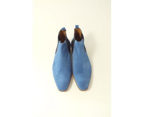 A pair of Paul Smith Chelsea boots, light blue suede with Paul Smith stripe detail, UK 9